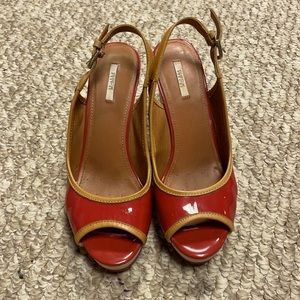 Geox Respira Red and Tan Wedges